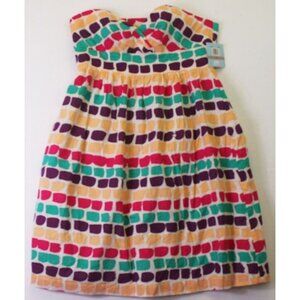 Suzi Chin Maggy Boutique Dress US 12 Geometric Colorful Abstract Strapless Dress